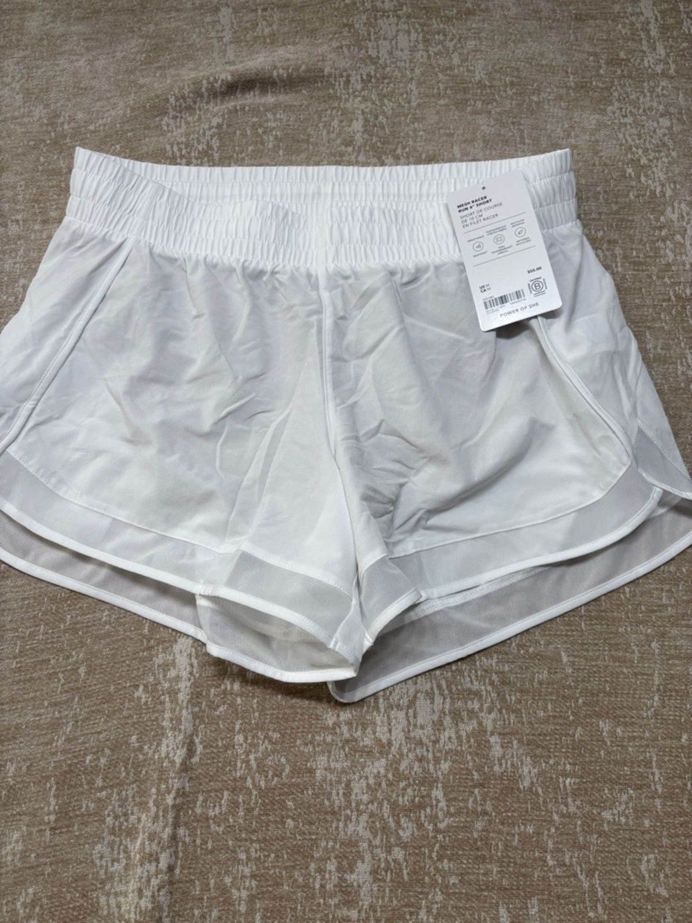 Athleta Mesh Racer Run 4” Shorts White Mid Rise NWT Size Medium - Picture 6 of 9